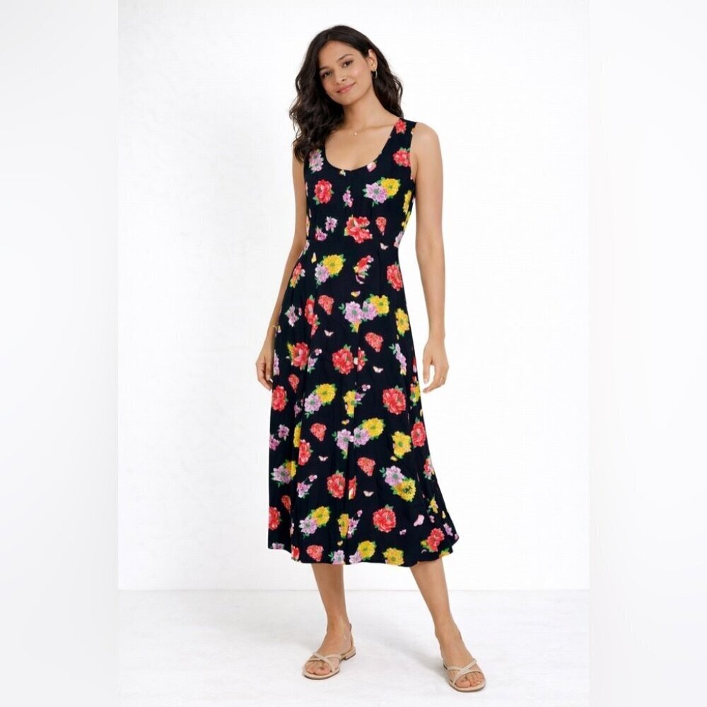 Sleeveless Floral Print Maxi Dress Size 44 EU Boho Summer Chic Vacation Indie